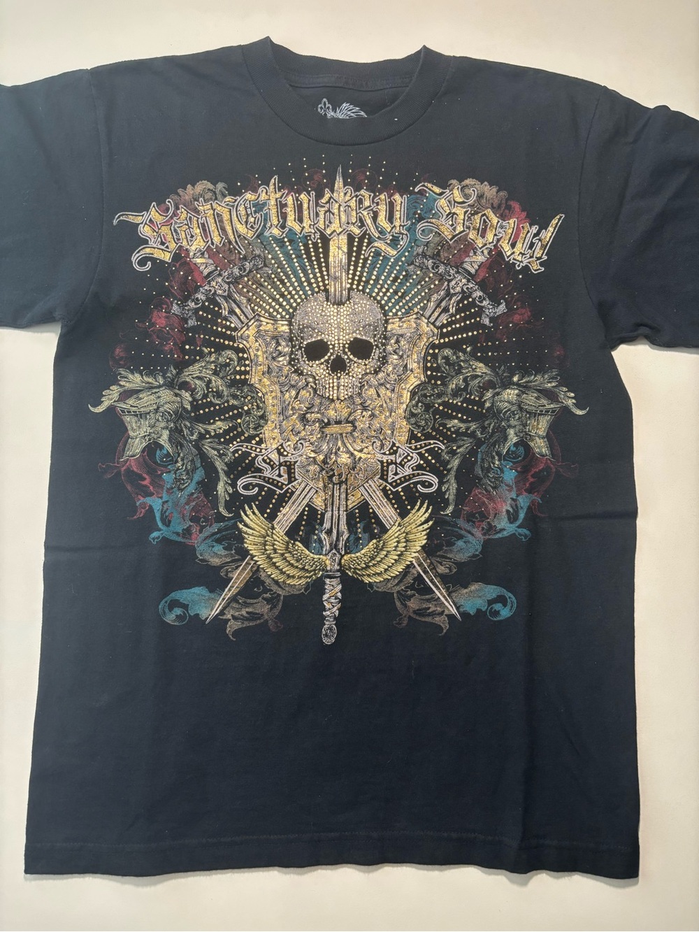 Sanctuary Soul Men's Black Graphic sword Skull affliction shirt